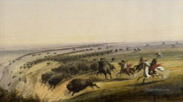 狩猟 Painting - アルフレッド・ジェイコブ・ミラー バッファロー・ウォルターズを狩る